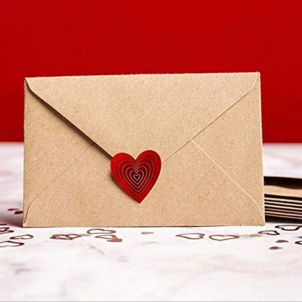 Roll Red Heart Stickers Self-Adhesive Cute Style Love Pattern Sticker 1" round - Picture 2 of 4
